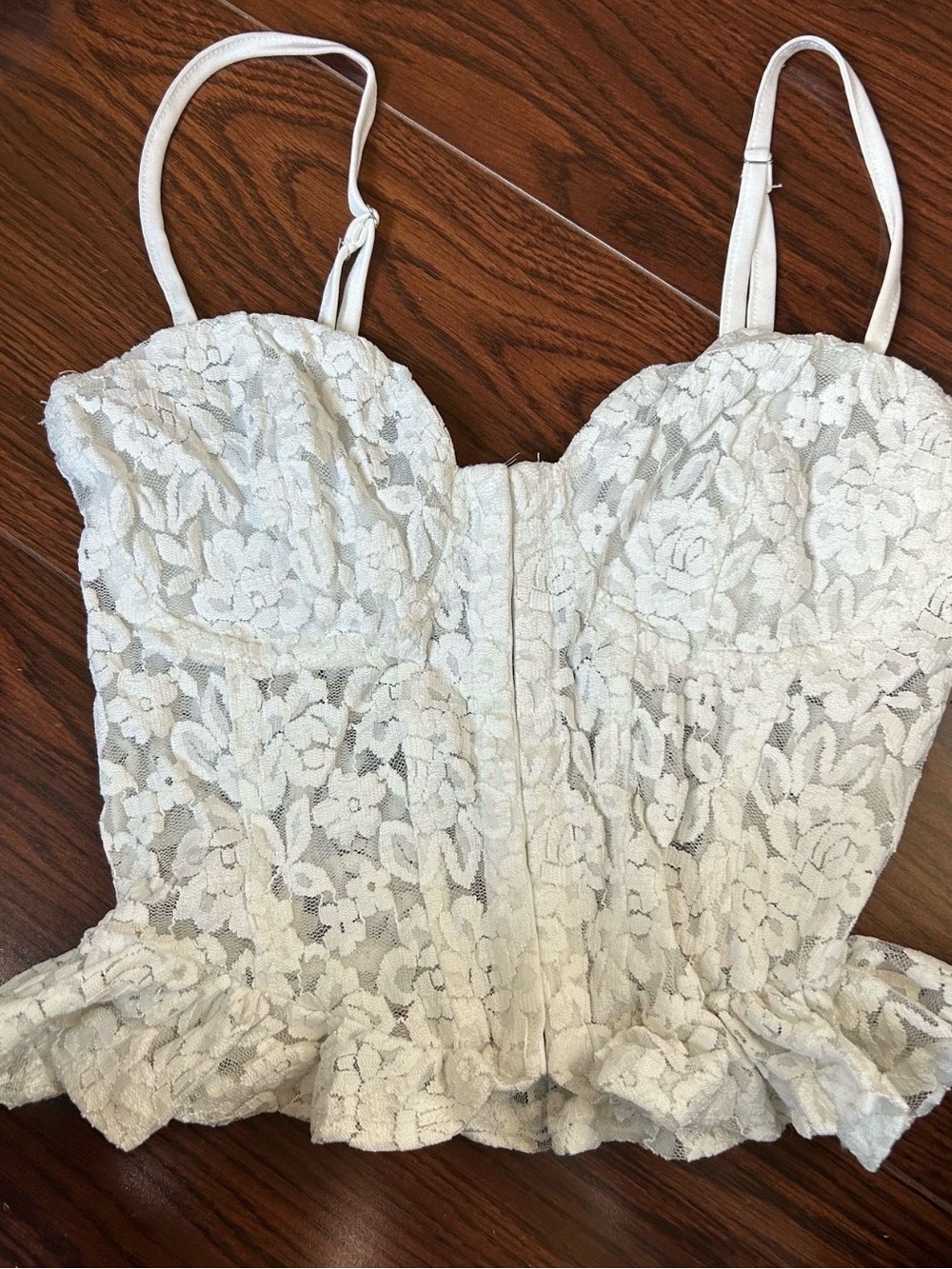 Lace Peplum Camisole Top in Cream